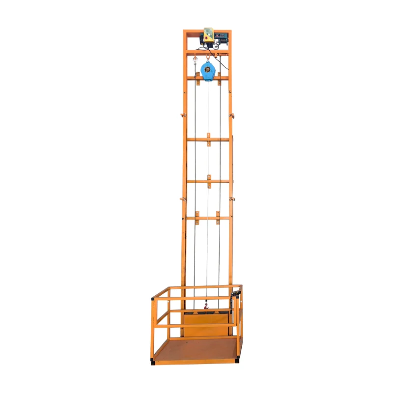 Small electric hydraulic lift freight elevator factory warehouse single rail lift platform hoist