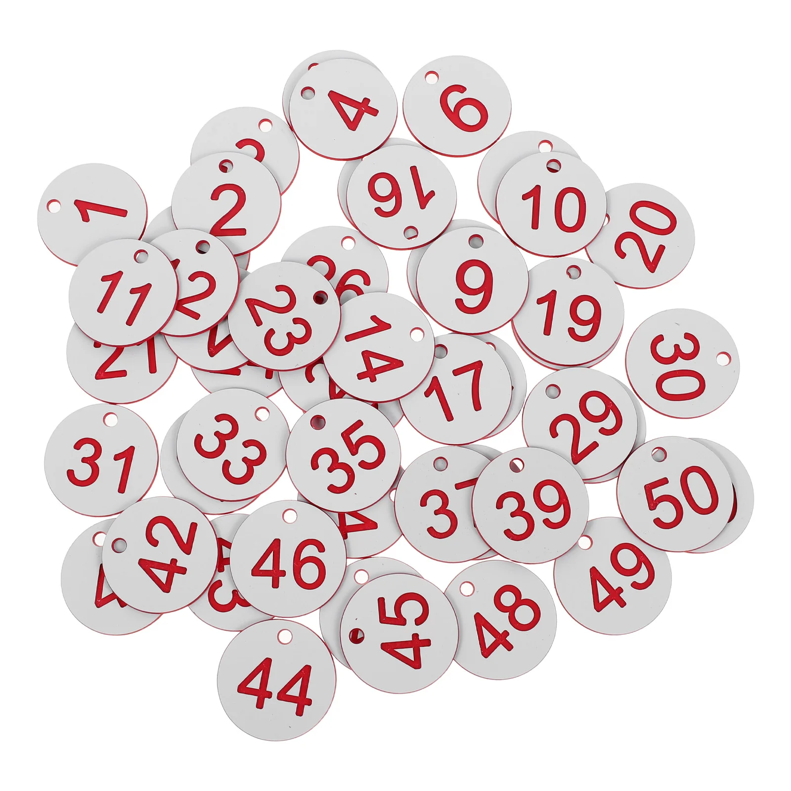 

50pcs Smart Number Tags Round Plastic Numbered Hole Tags For Restaurant Table Numbers Spa Cafe Coat Room Number Id Labels