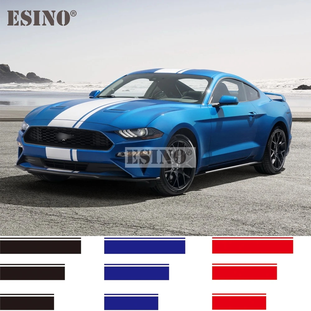 

New Racing Style Stripes Carving PVC Vinyl Decals Hood Roof Trunk Car Full Body Sticker Set for Mustang GT350 GT500 Shelby