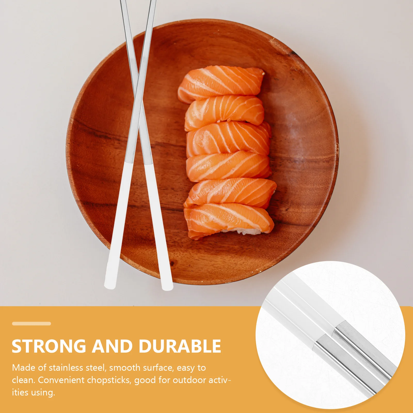 

5Pairs Anti-Skid Stainless Steel Metal Chopsticks Lightweight Reusable Set for Party Camping Korean Dinner Tableware