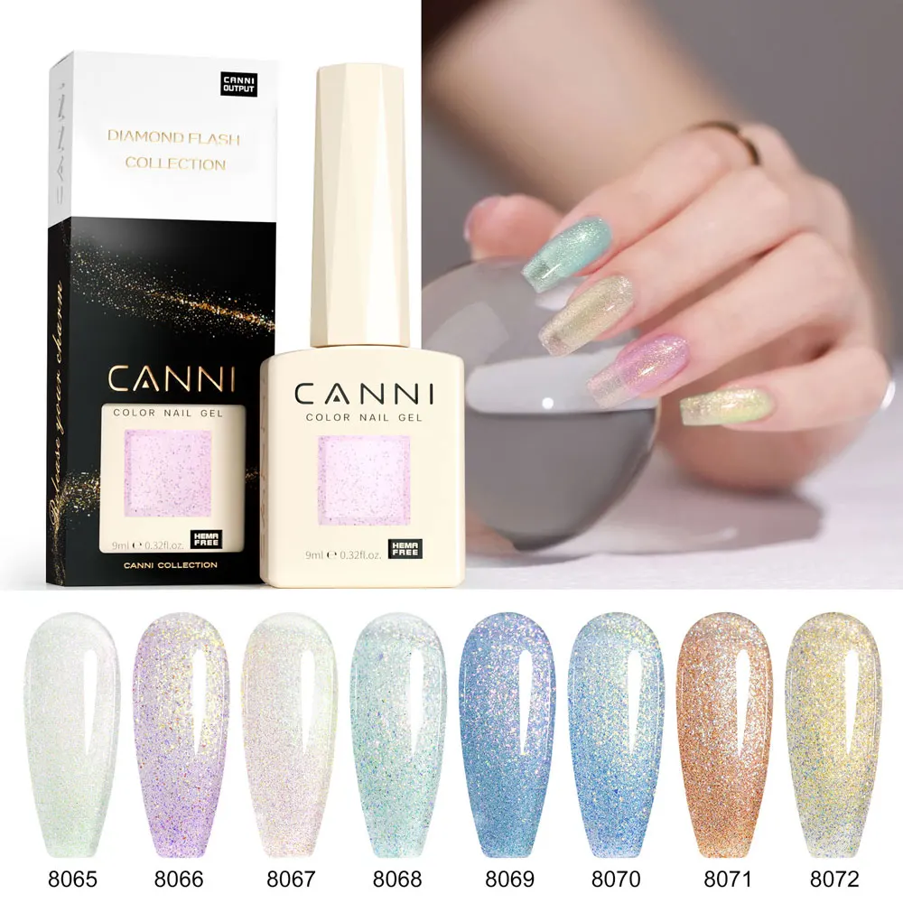 CANNI Cat Eye Gel Nail Polish and Glitter Gel 9ml HEMA TPO FREE High Gloss Quality Soak Off UV Gel Art Manicure Salon DIY Home
