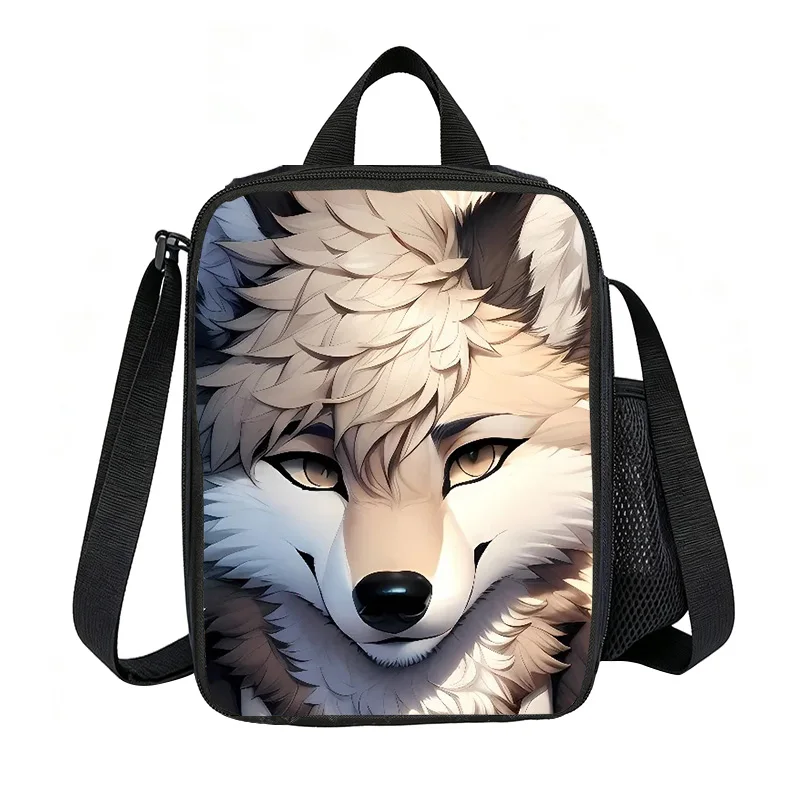 Wolf Lunch Bags for Boys Girls Sport Printing Children's Gift Lights Weight Cooler Bags for Food or Juice