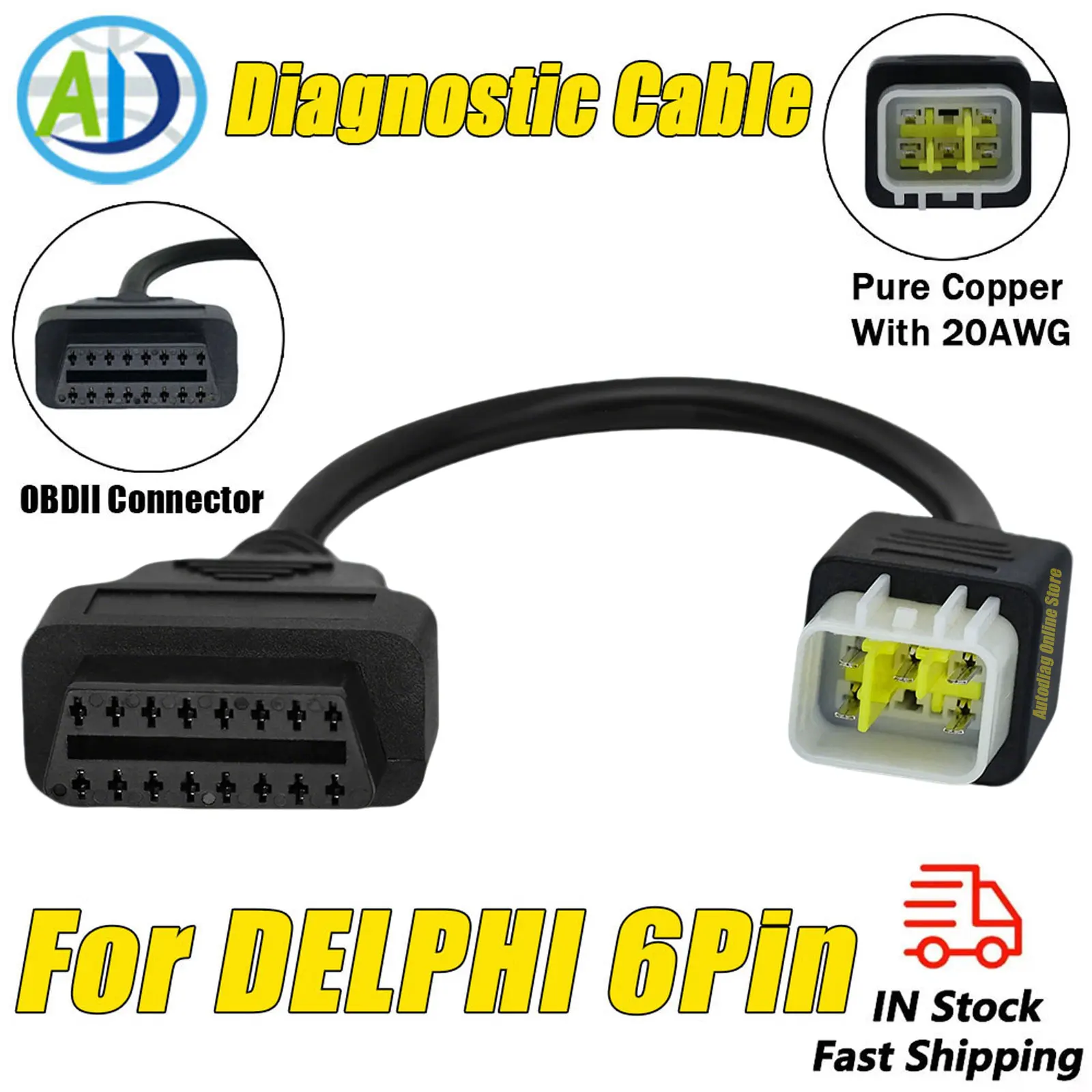 

OBDII Adapter For Benelli TNT 25/135/300/600,GT600,302R,TRK502,LEONCINO ECU Diagnostic Connector Cable For BOSCH Delphi 6 Pin