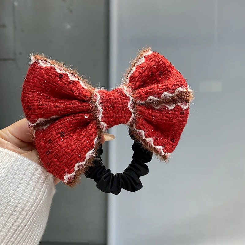 

Красные резинки для волос с узлом для девочек, высококачественные тканевые заколки, эластичные резинки для волос, новогодние модные аксессуары для детей
