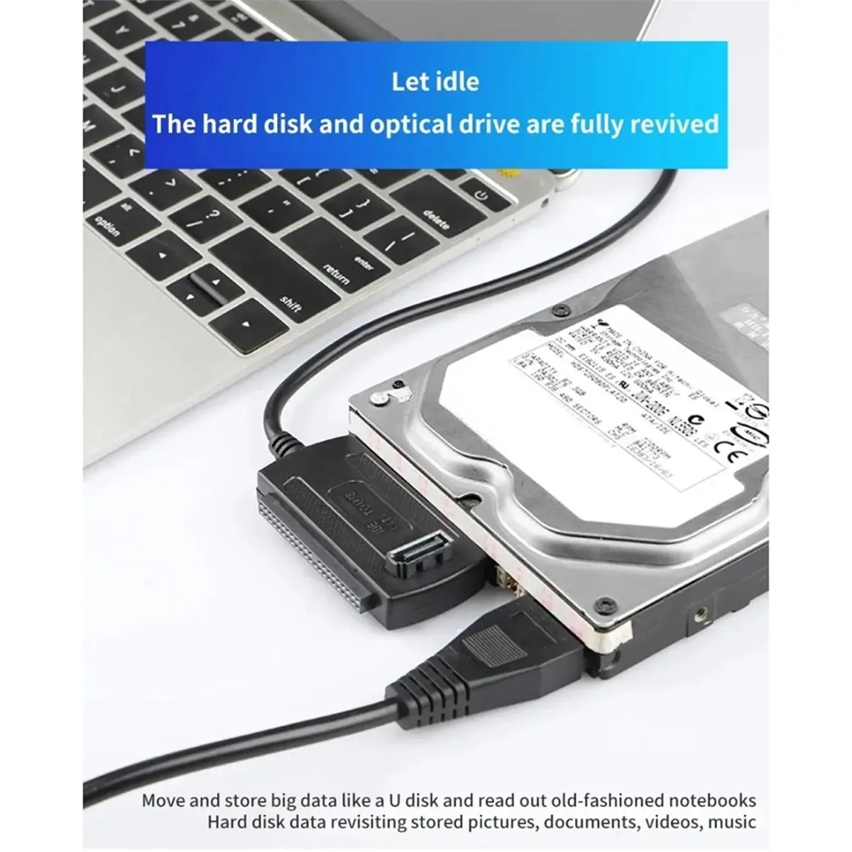 Câble adaptateur convertisseur d'interface de données USB 2.0 vers IDE/SATA pour disques durs HDD/SSD 2,5 et 3,5 pouces, 480 Mo/s, prise UE