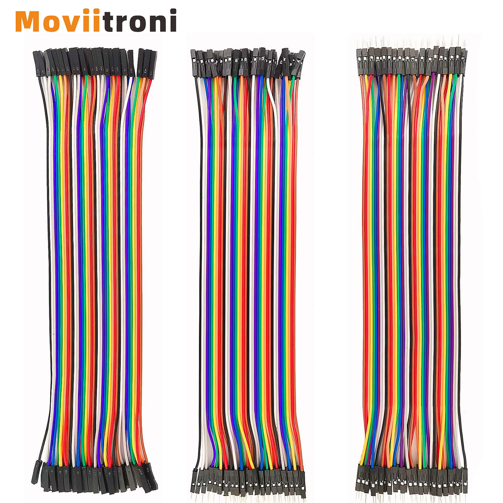 3 sets Multicolored Jumper Ribbon Wires ,40pin Male to Female Connector Cables for Breadboards