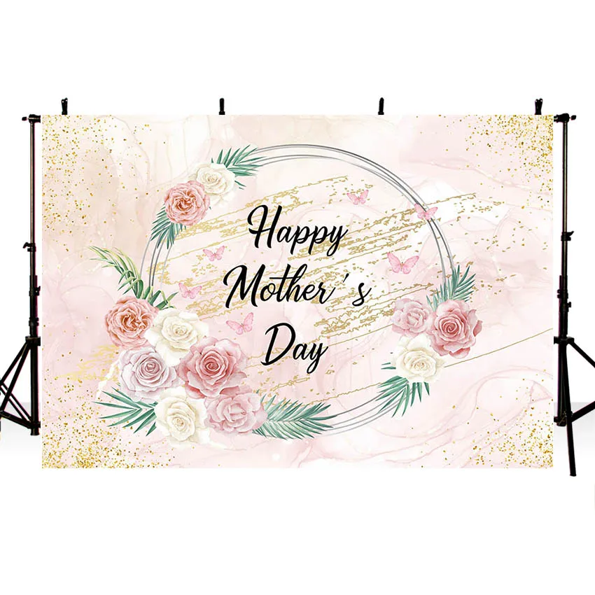 Mehofond Fotografie Hintergrund Glückliche Tag der Mutter Thema Nelke Blume Rosa Gold Glitter Dekoration Hintergrund Foto Studio