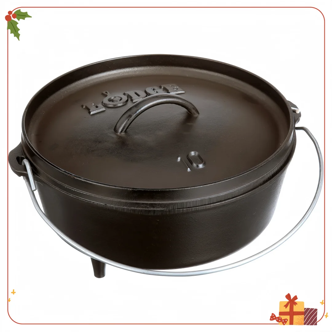 

Camp Dutch Oven 4QT Чугун с крышкой для кемпинга, выпечки, тушения на открытом воздухе