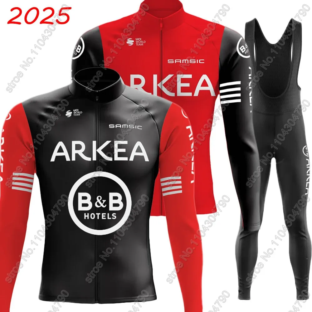 

Комплект велосипедного трикотажа ARKEA B&B HOTELS Team 2025, летняя зимняя одежда с длинными рукавами, мужские брюки для горного велосипеда, дорожные брюки, нагрудник, одежда для горного велосипеда, MTB Ropa