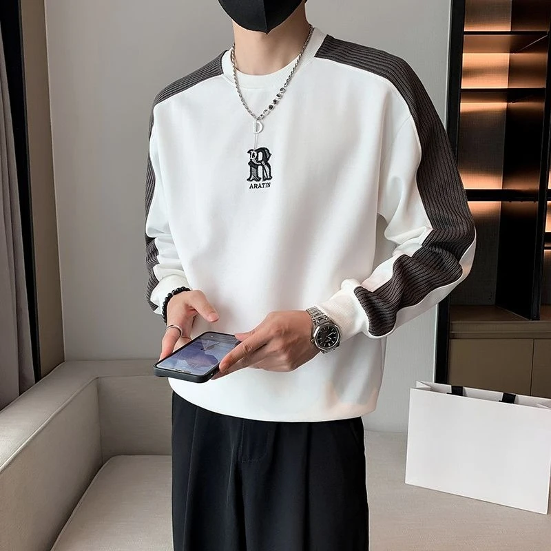 الأبجدية السوداء الرجال البلوز الترفيه الربط اللون جودة عالية فضفاض Harajuku موضة ترحيب صفقة جديدة في الذكور البلوز