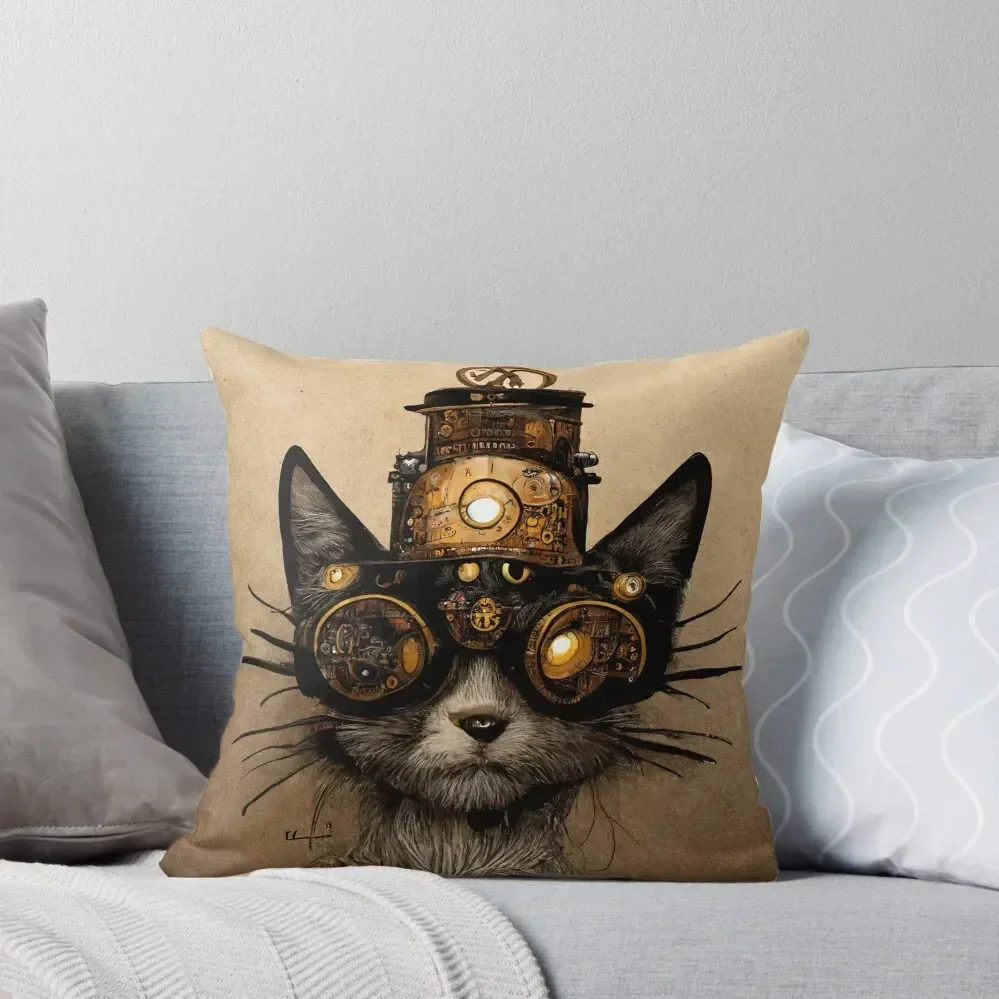 

Victorian Steampunk Cat Dieselpunk Throw Pillow Sofa Pillow Cover Decorative Sofa Cushions Pillowcase Cushion pillow