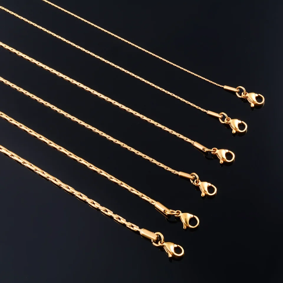 Collar Delgado Chapado en Oro, Cadena de Eslabones, Acero Inoxidable 316L, Accesorios de Joyería para el Cuello, Gargantilla para Mujer, Regalo