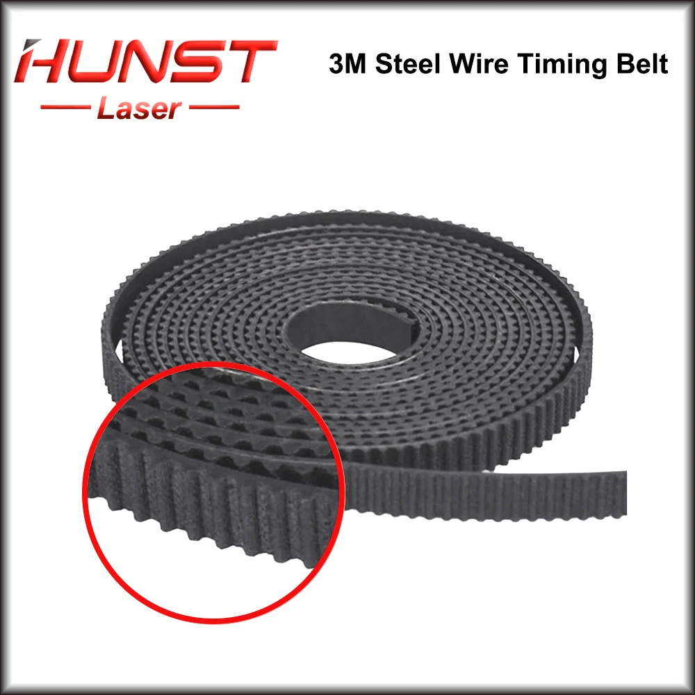 HUNST HTD-correa de distribución para grabado láser CNC, banda de distribución de poliuretano de 15mm de ancho con cable de acero, Color negro, 3M, 15mm / 20mm