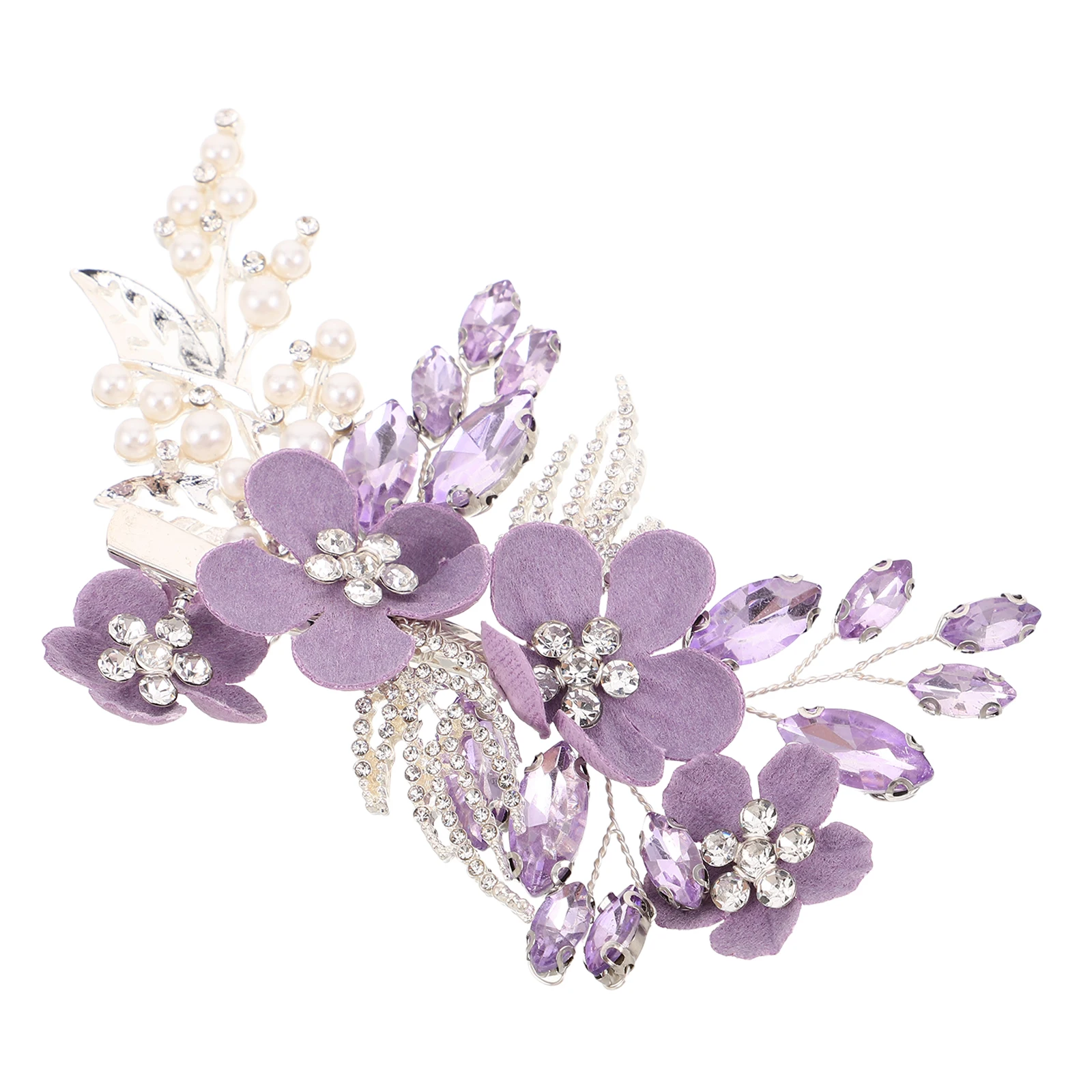

Elegant Bridal Headwear Faux Pearl Crystal Hairpin Wedding Clip Resin Rhinestone Flower Women's Hair Accessories for Daily