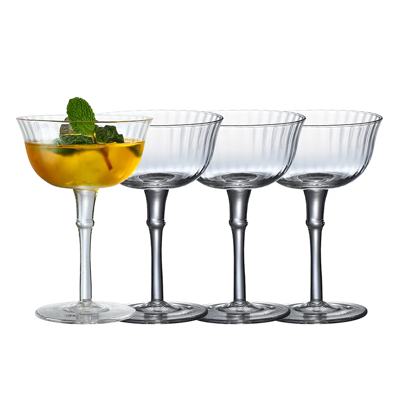 4PCS 150ml Classic Goblet Ripple Cocktail Glasses Martini Glass Wine Glass Set of 4