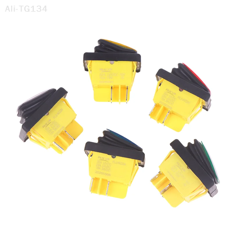 مفتاح هزاز مقاوم للماء مع LED، تشغيل إيقاف، شديد التحمل، 4Pin، DPST، IP65 مختوم، T85، 12V، 220V، 30A، 1 قطعة