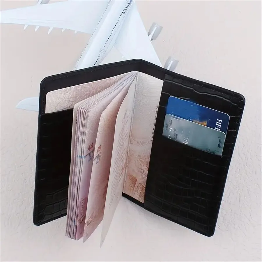 Funda de cuero PU para pasaporte de piezas, tarjetero ligero para avión, accesorios de viaje a la moda, 1 unidad