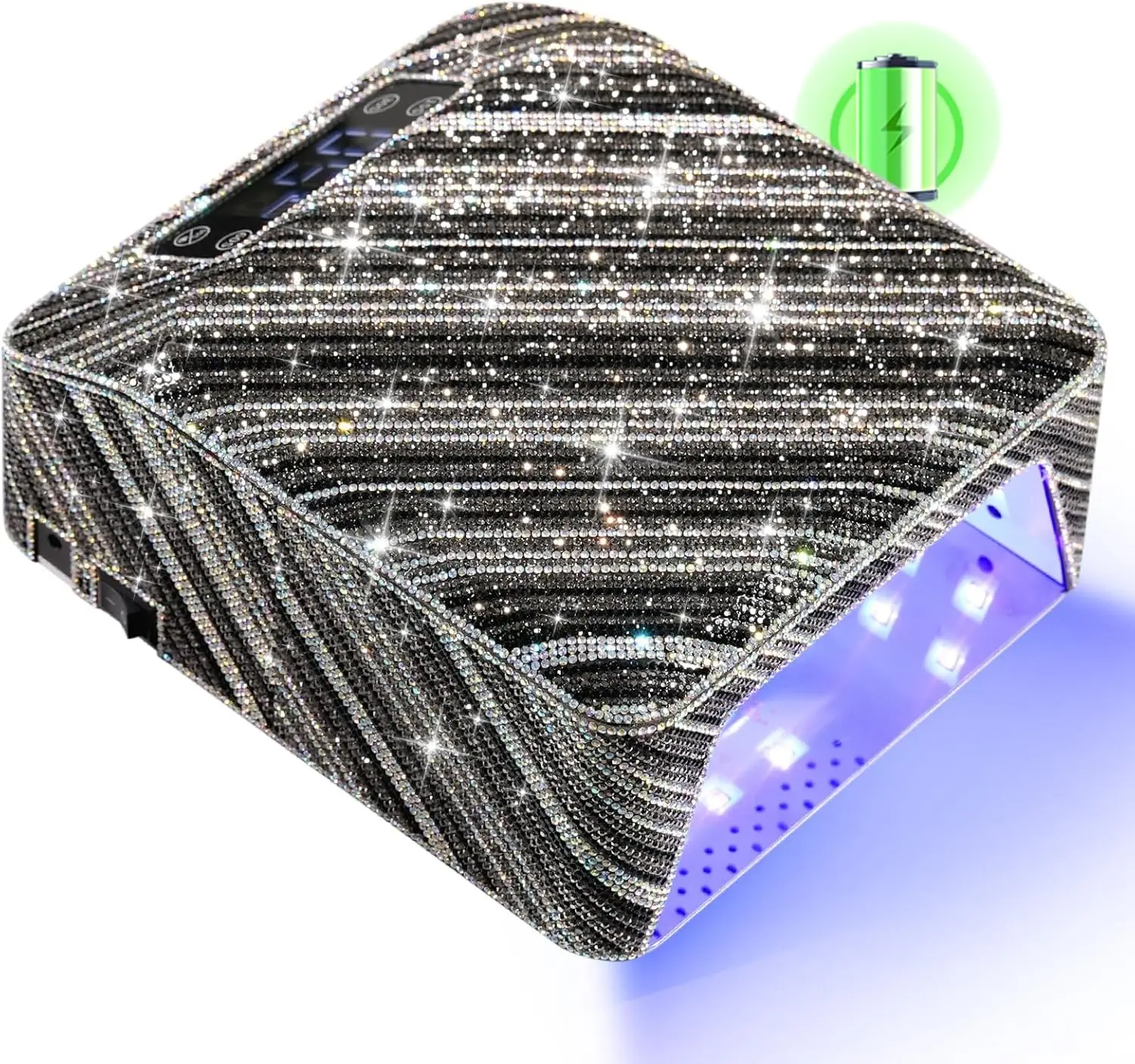 مصباح أظافر بالأشعة فوق البنفسجية قابل لإعادة الشحن، مجفف طلاء جل LED مع مؤقت ومستشعر تلقائي، تصميم زيبرا دايموند