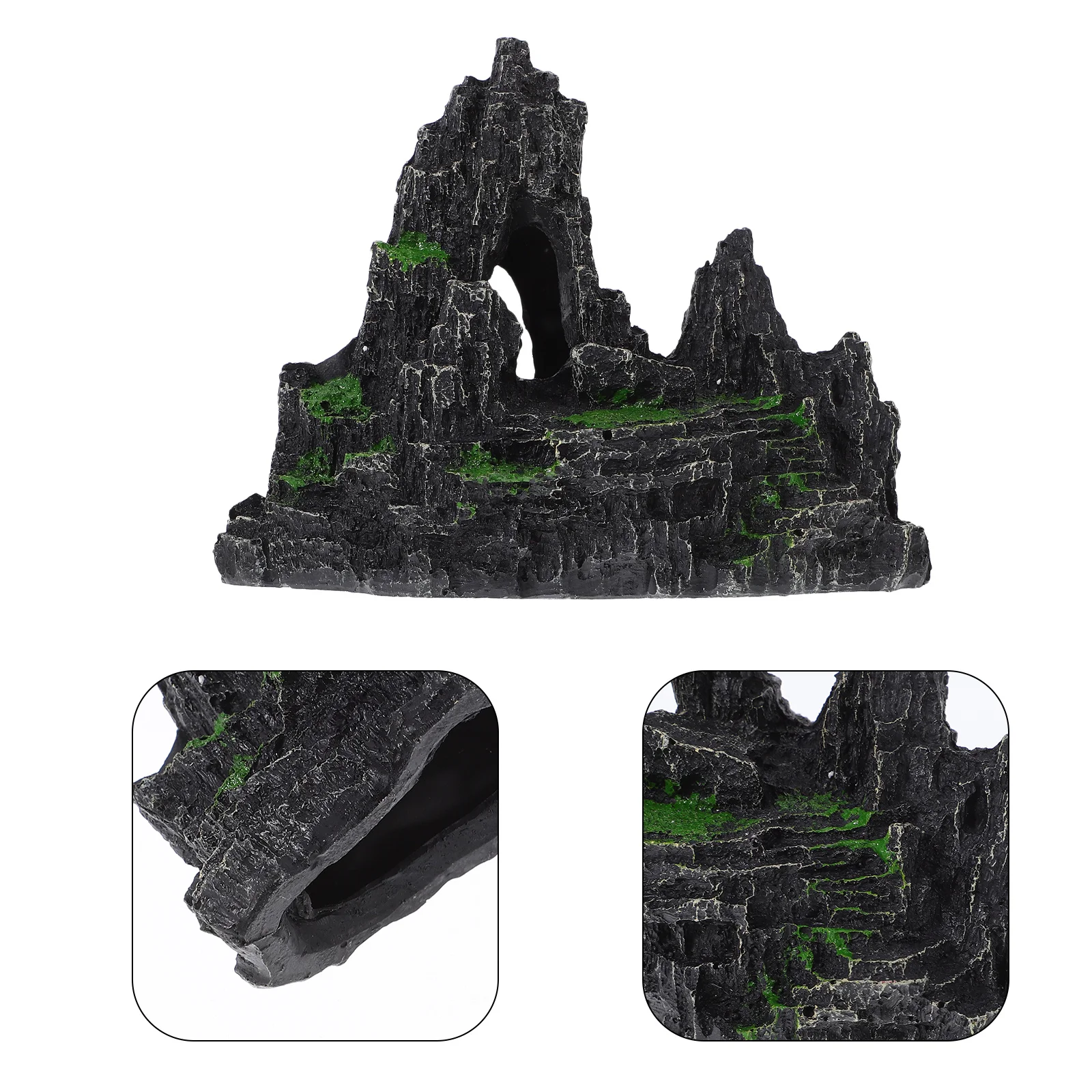 

Resin Fake Mountain for Fish Tank Large Aquarium Rockery Decor Simulation Landscape Ornament with Hideout Cave for Minnows