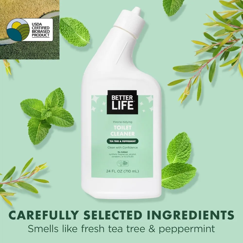 Plant-Based Toilet Bowl Cleaner, Tea Tree & Peppermint, 24 Oz, Pack of 2