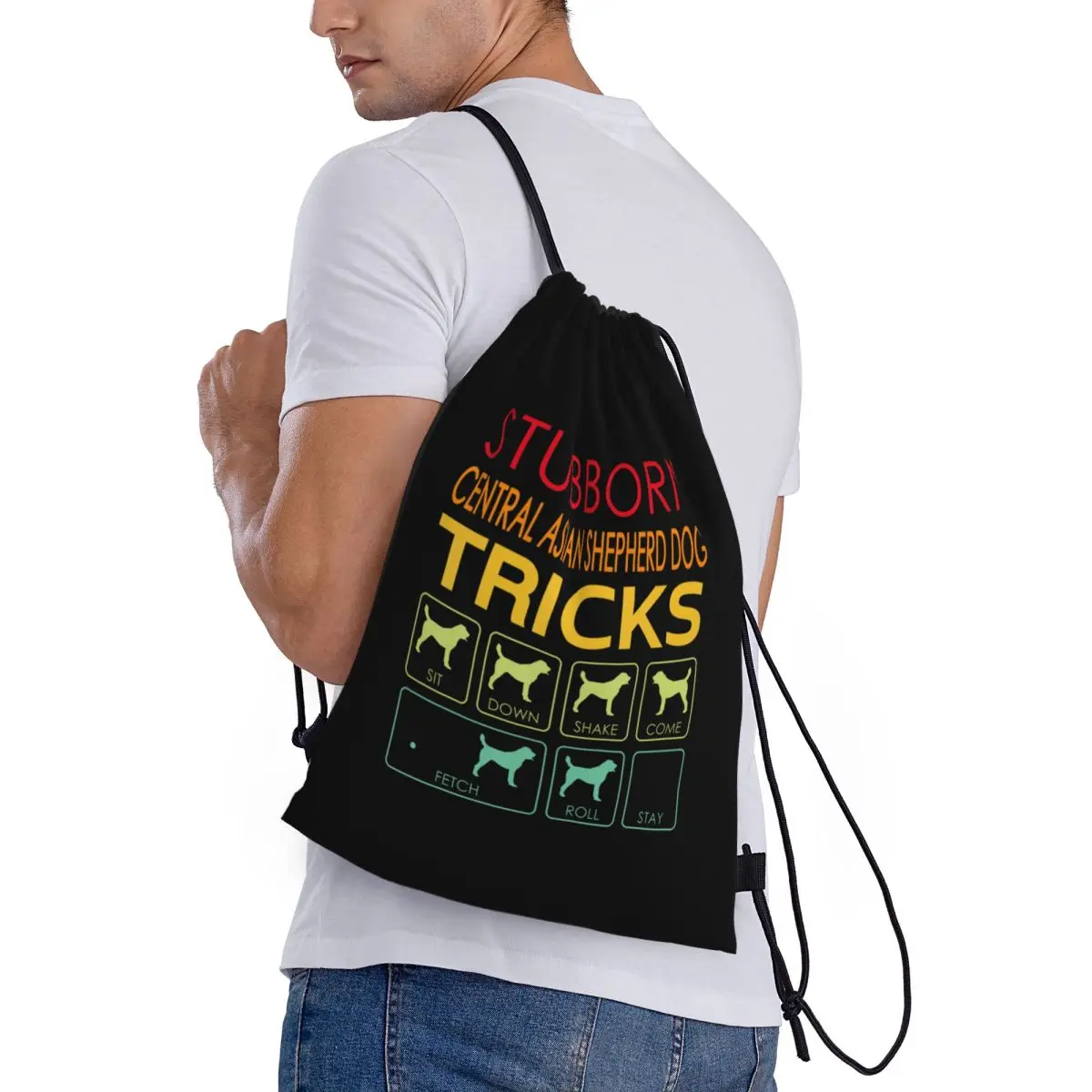 Stubborn Central Asian Shepherd Dog Tricks Vintage Drawstring Bags Gym Bag Hot Lightweight