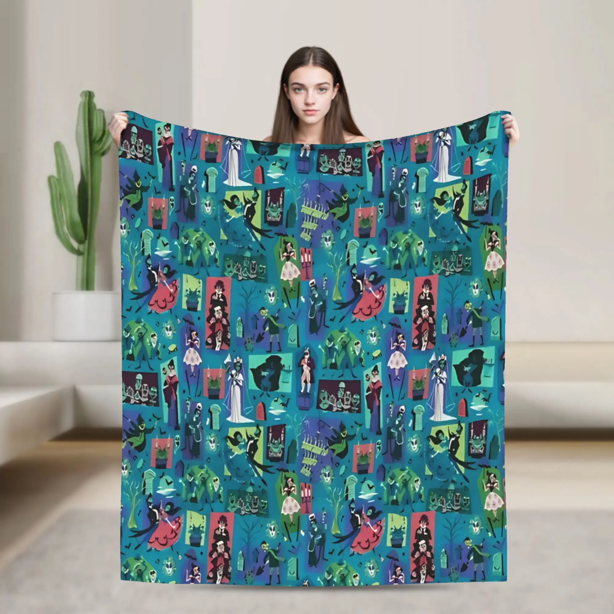 Super Warm Blankets Travel Office Haunted Mansion Horror Movie Throw Blanket Flannel Bedspread For Couch Chair Sofa Bed Cover