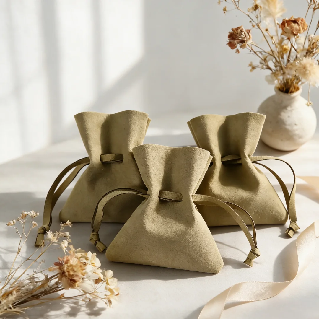 5 Pcs Vintage Microfiber Drawstring Jewelry Bags Reusable Storage for Antique Jewelry Locket Tassel Pendant Collection Display