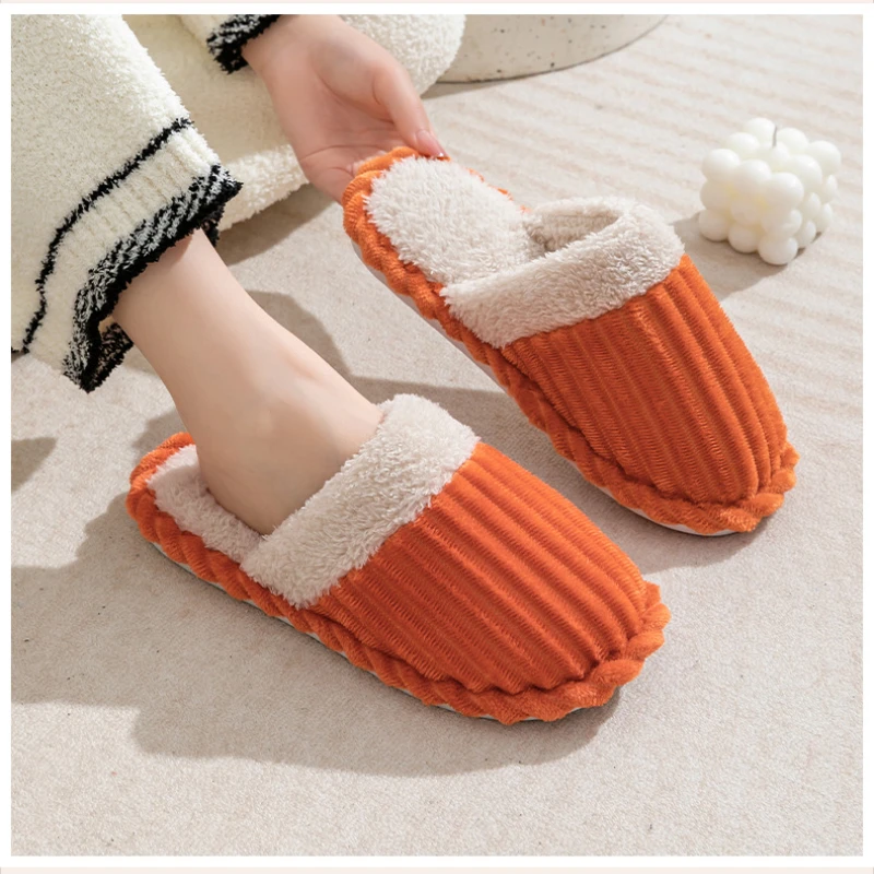 Corduroy Women's/men Slippers Autumn and Winter Indoor Bedroom Floor Lightweight Non-slip Soft Comfort Warm Plush House Slippers