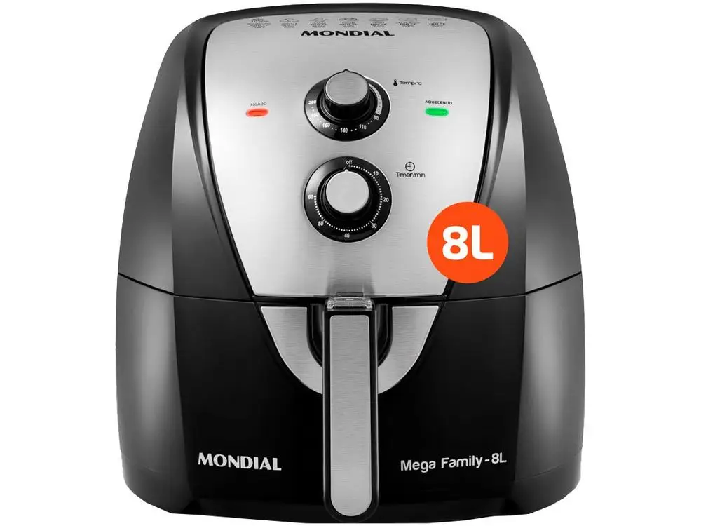 Fritadeira Elétrica sem Óleo/Air Fryer Mondial AFN-80-BI Preta com Timer 8L - 110V