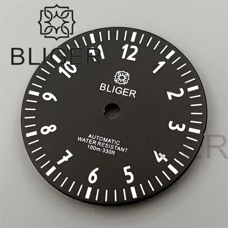 BLIGER 29mm 12 Hours Time Mark Dial Green Luminous NH35 NH36 MIYOTA 8215 MINGZHU2813 PT5000 ETA2824 2836 Movement No Date