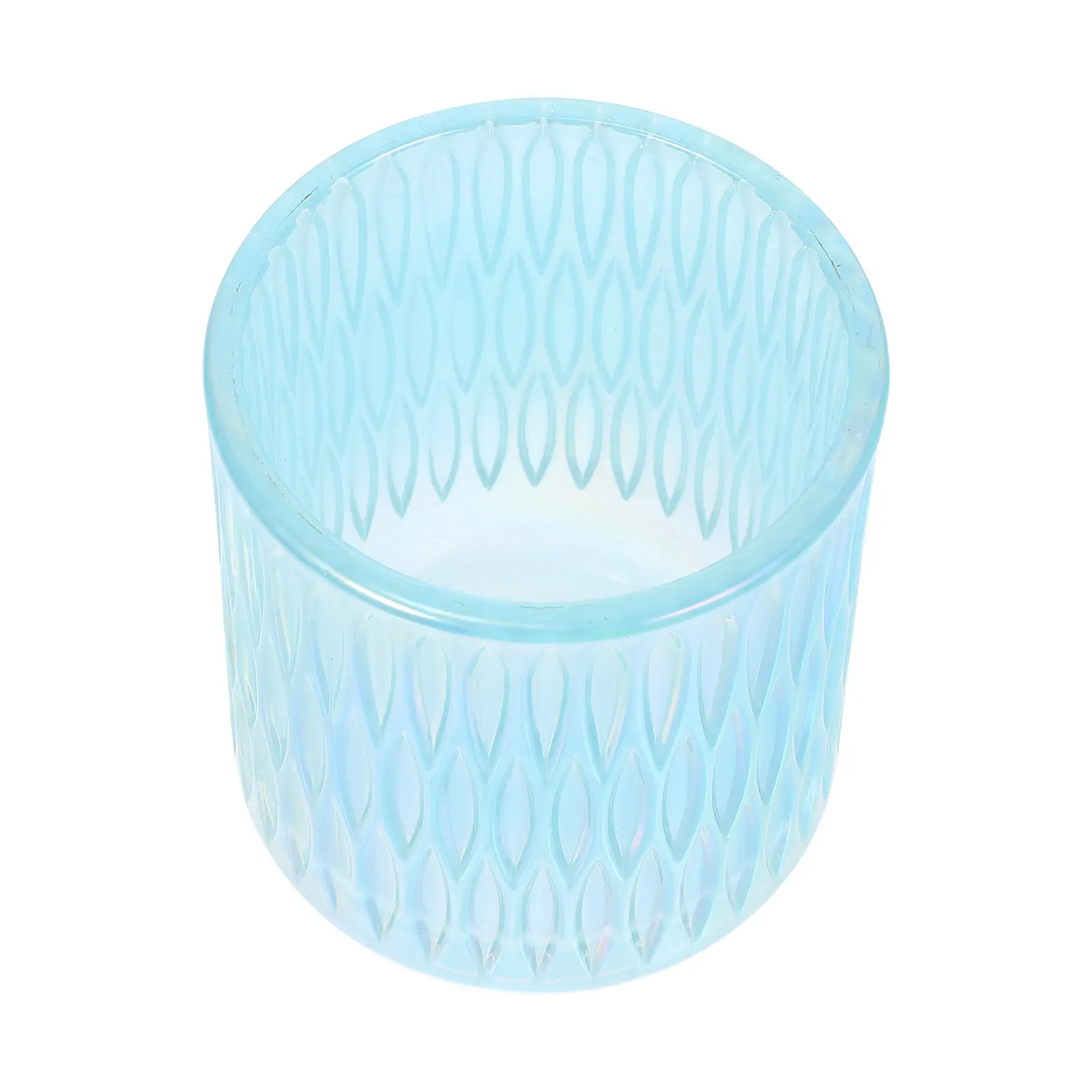 Embossed Glass Candle Holder Cup Shape for Dining Table Decor, Elegant Home Decor Craft