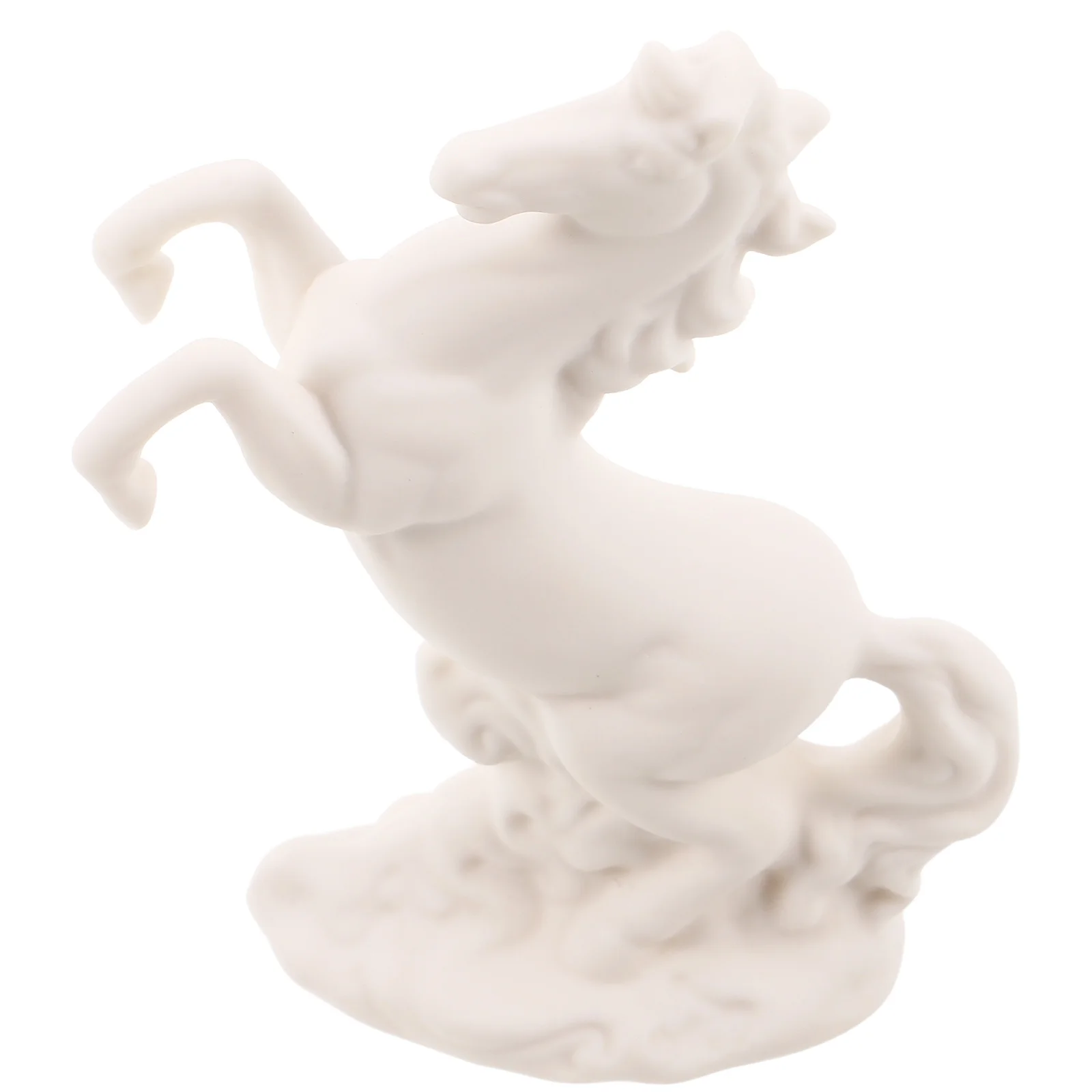 

Ceramic Horse Statue White Standing Fighting Sculpture Tabletop Horse Decor Home Office Prosperity Fengshui Decoration