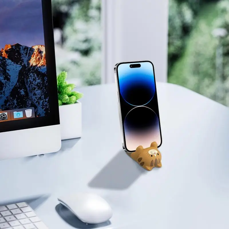 Support de téléphone en résine de dessin animé chat, support de téléphone intelligent S6, ornements d'artisanat mignons, support de téléphone créatif pour téléphones portables, décoration d'intérieur