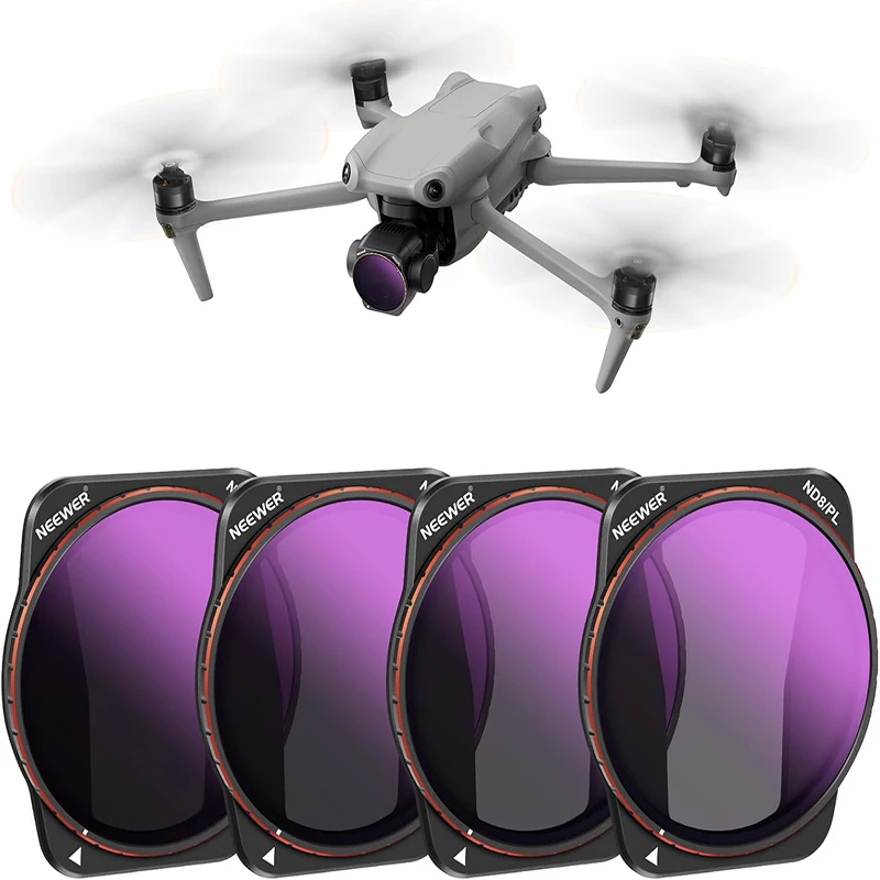 

NEEWER ND/PL Filter Set Compatible with DJI Air 3, 4 Pack ND8/PL ND16/PL ND32/PL ND64/PL Polarizer Neutral Density Filter Kit,
