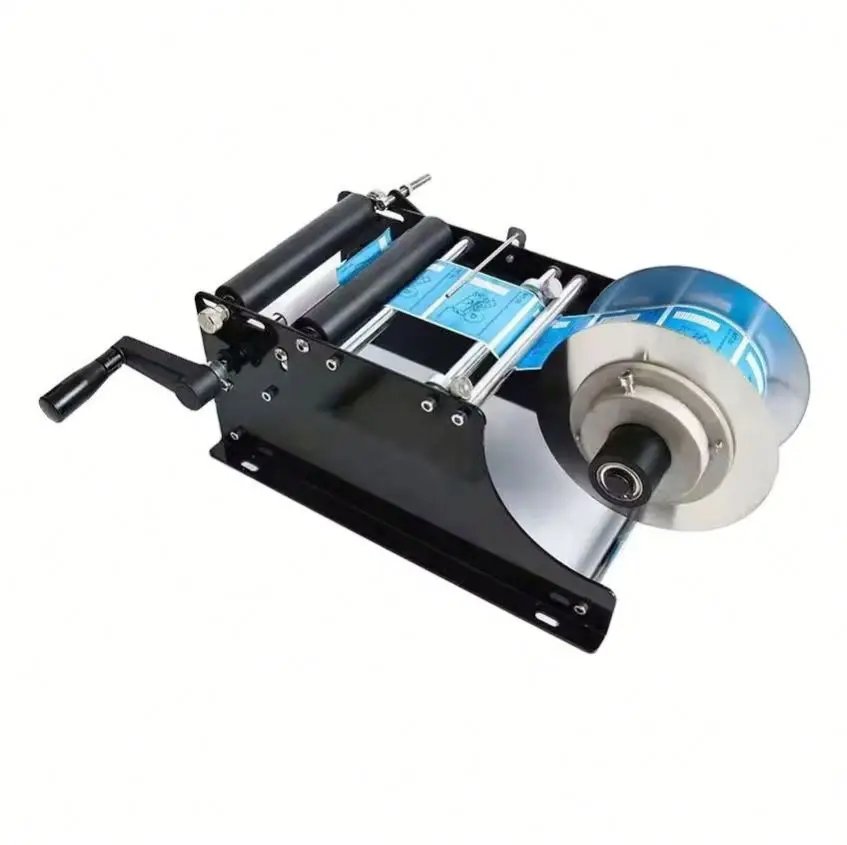Bench Top Labeller Pet Jar Water Bottle Manual Labeling Stickering Machine Water Wine Glass Round Applicator Sticker