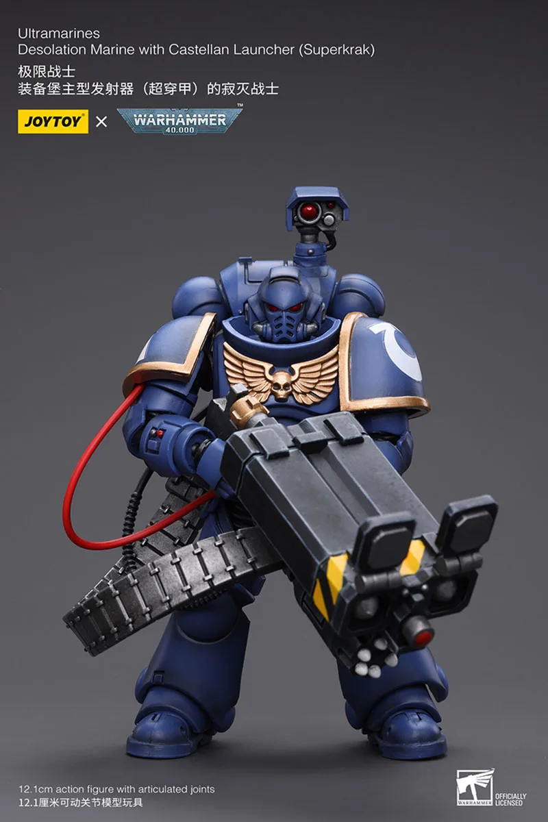 JOYTOY Warhammer 40K 1/18 Ultramarines Desolagem Marinha com Castellan Launcher Action Figure Brinquedo Modelo de Soldado Militar