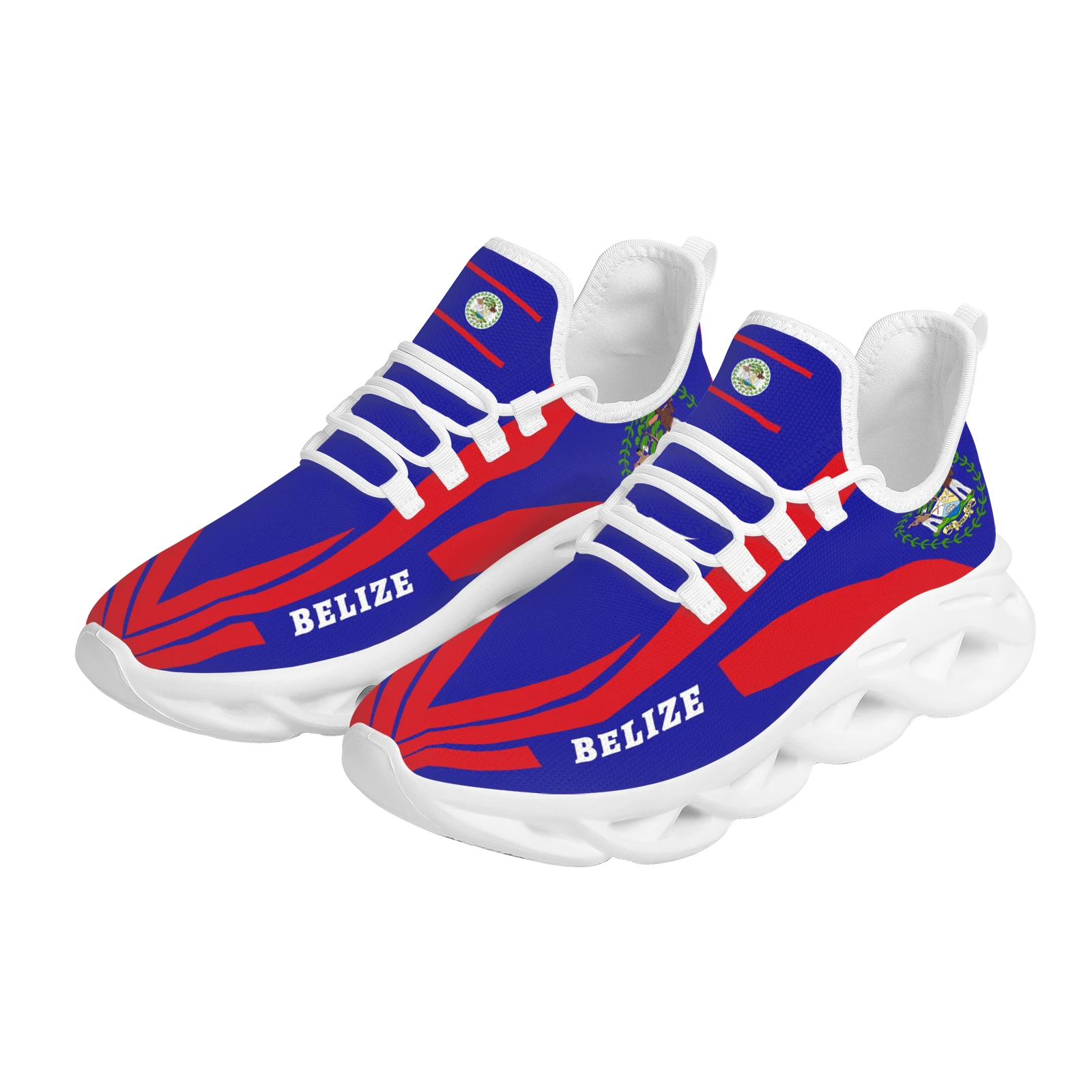 Belize Flag Design Platform Shoes Green Mahogany Tree National Emblem Printing Breathable Vulcanized Shoes Outdoor Mesh Sneakers