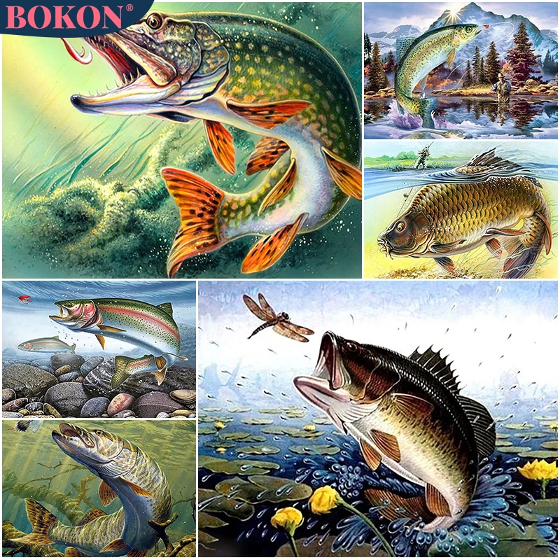 5D Diamond Embroidery Biological Fish Diamond Painting Animal Full Diamond Set DIY Diamond Mosaic Exquisite Home Decoration