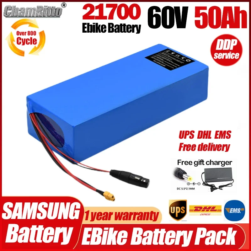 

E bike Electric Bicycle Akku 60V 20ah 25ah 30ah 40ah 50ah Accu 21700 Elektrische Fiets Lithium Batterij 60V Bafang 2000W Battery