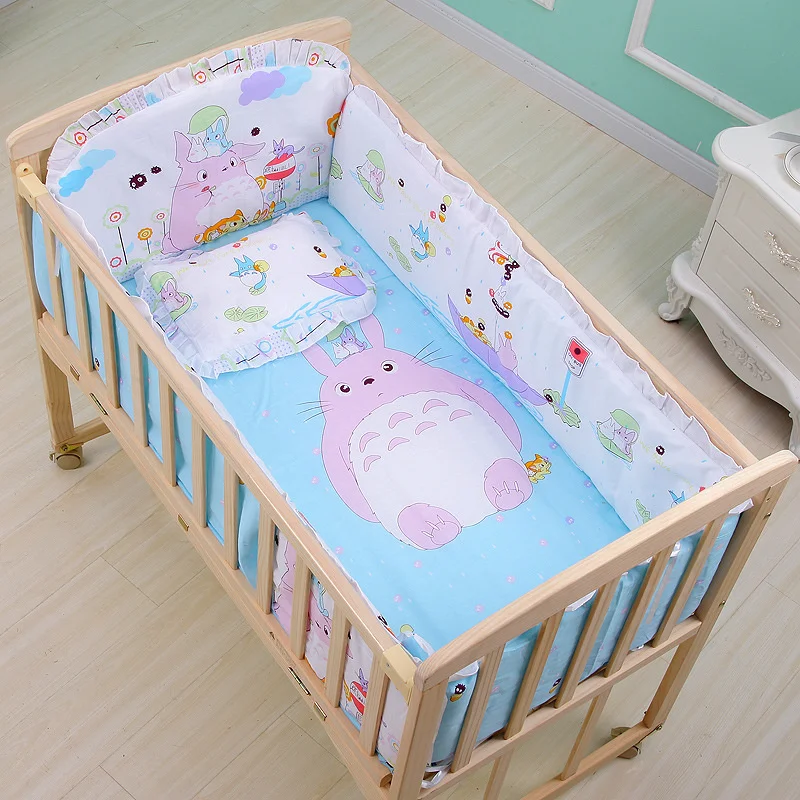 5pcs Newborn Baby Bedding Set Kids Crib Bumper Cartoon Animal Baby Cot Protector 100% Cotton Baby Beddings Bumper 60*100cm ZT31