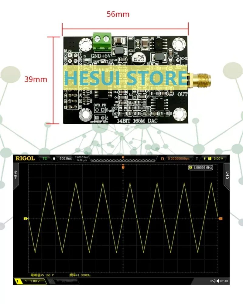 DAC904 High speed DAC Module Board 14bit parallel 165MSPS sampling waveform generator FPGA development for DAC Module Board