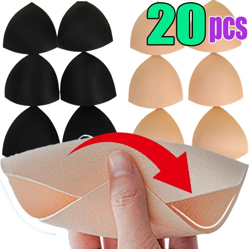 

2/20pcs Womens Sponge Chest Pads for Yoga Sports Swimwear Triangle Removable Push Up Cups Breast Enhancer DIY Chest Cup Pads