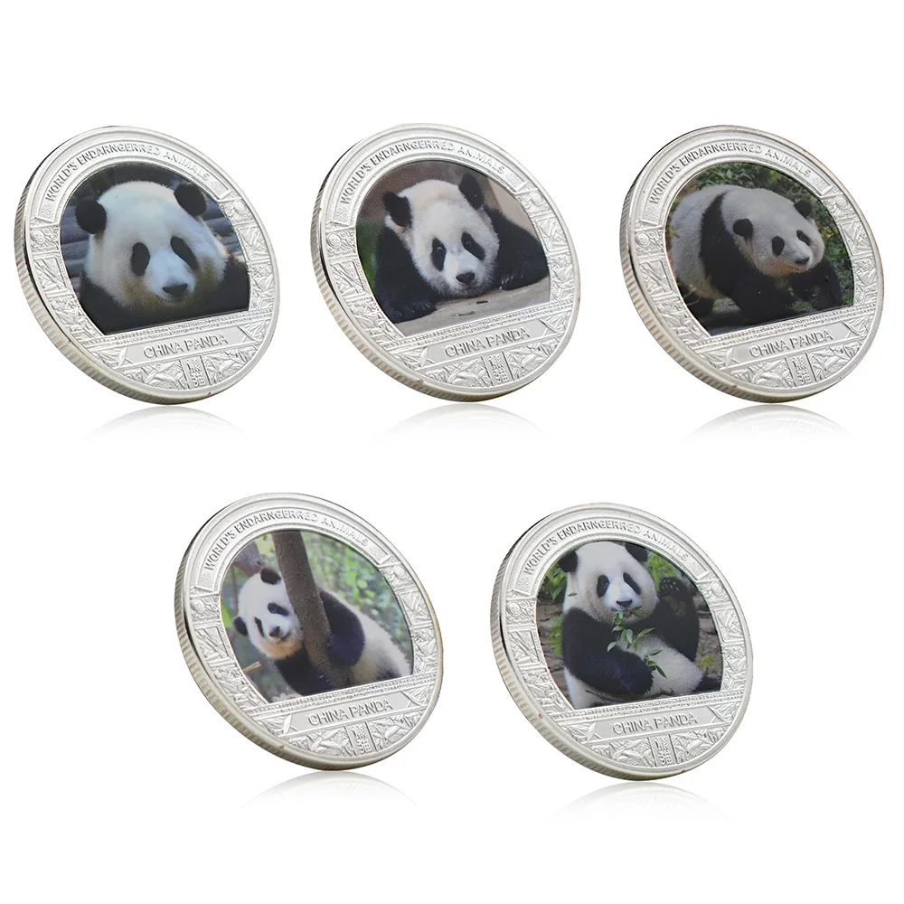 China Tesouro Nacional Panda Gigante Moeda Comemorativa Banhado A Prata, Medalha Para Animais Ameaçados Coleção Presente