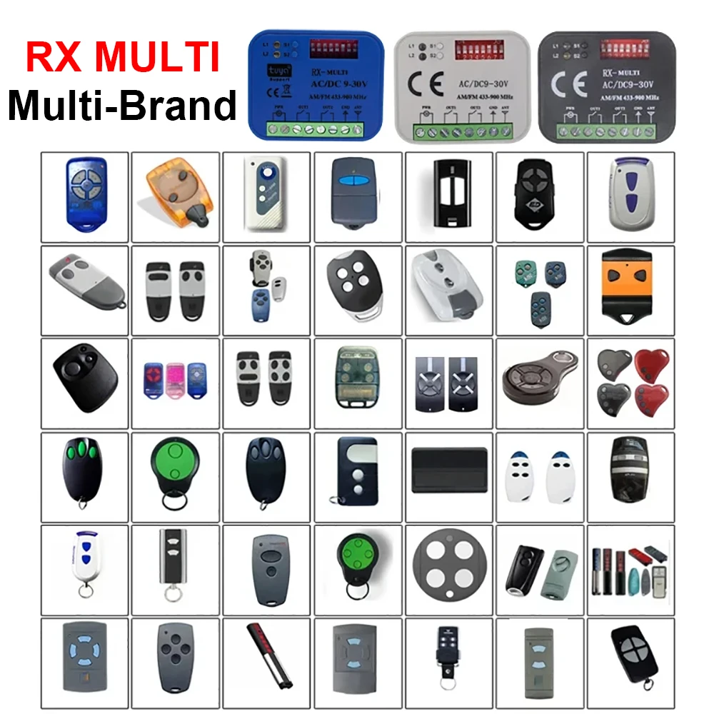 Rx Multi Receiver 300-900MHz Wifi Smart Garage Door Controller Gate Opener 2 Channel Momentary Relay 9-250V Work for Alexa