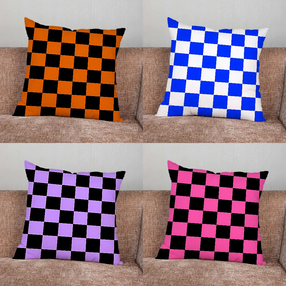 

Fashion Checkerboard Plaid Pillow Case For Home Bedroom Car Office Decoration Living Room Sofa Cushion Cover Suitable