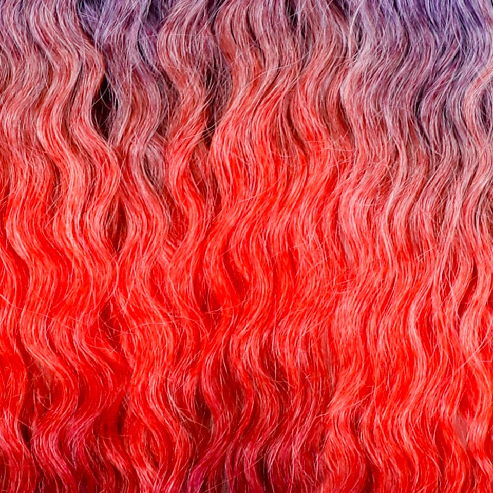 ファッションアイドル 22インチ アリエルカールヘア ウォーターウェーブ ツイストクロシェヘア 合成ブレードヘア オンブレレインボー ブレイディングヘアエクステンション