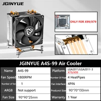 JGINYUE A4S-99 4 CPU de tubo de calor enfriador de aire TDP 150W CPU para Intel ®   Placa base X79/X99 Zócalo LGA2011/LGA2011-3