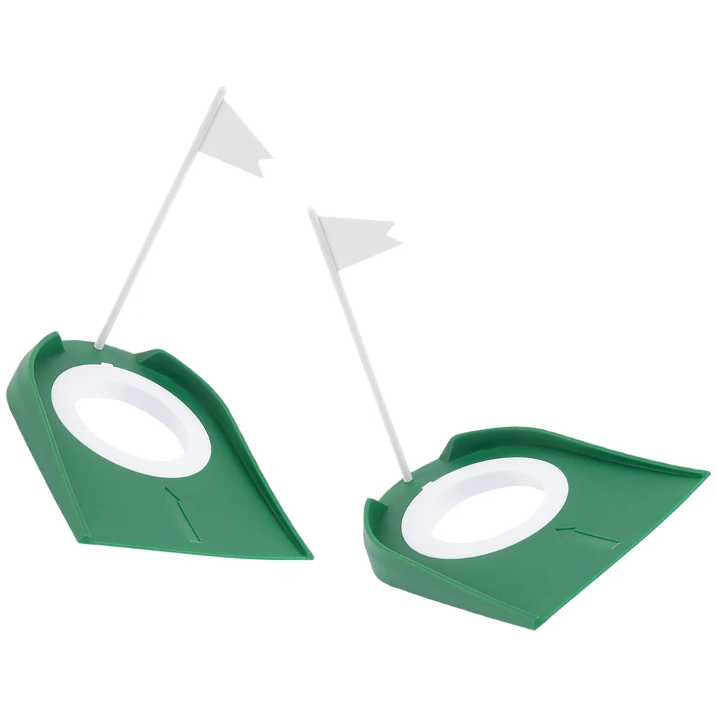 

2 Pcs Golf Putting Hole Cup Plastic Green Color Indoor Practice Golfs Balls Regulation Size Portable Fun Game