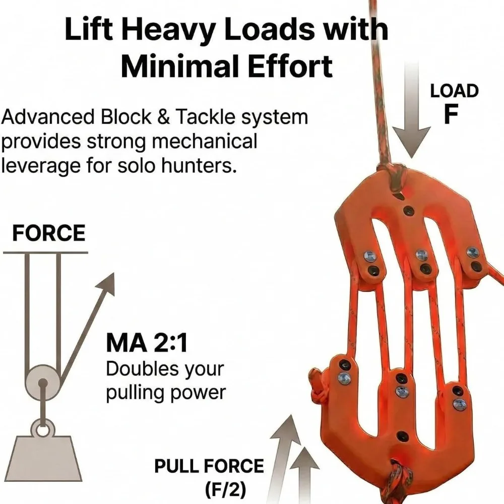 Professional Hunting Hoist Block and Tackle System for Outdoor Lifting