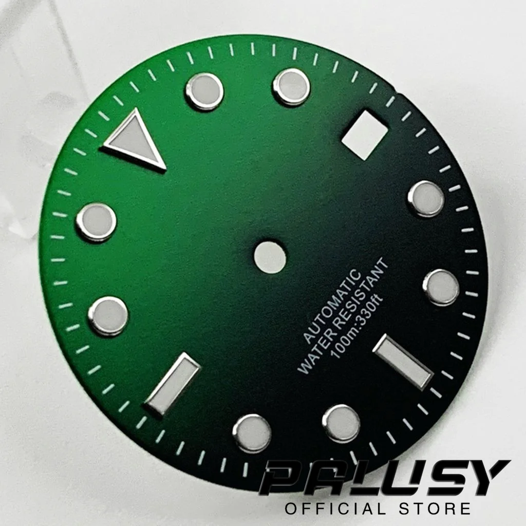 Nh35 29mm Black Yellow Orange Green Watch Dial Green Luminous Watch Faces for NH35 4R35 Movement Replacement Parts